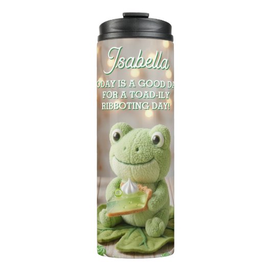 Knuffel kikker met Key Lime Pie gepersonaliseerd Thermosbeker (Voorkant)