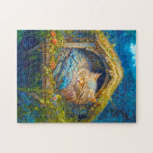 Knuffel Kitten Vogel Slapen in Vogelhuis Legpuzzel (Horizontaal)