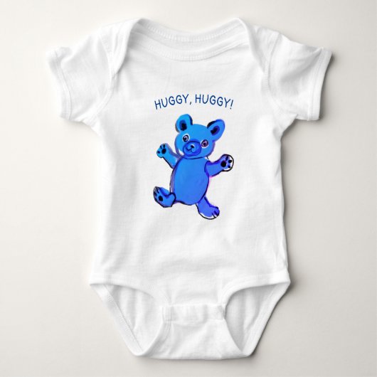 Knuffel, knuffel, hemelsblauwe teddybeer romper (Voorkant)