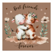 Knuffel Koe Beste Vrienden Knuffel Bloem Kunst Perfect Poster (Voorkant)