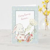 Knuffel Konijn Beste Mama Moederdag kaart (Gele Bloem)