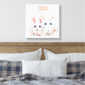 Knuffel Konijn bloemmotief Canvas Afdruk (Insitu (Slaapkamer))