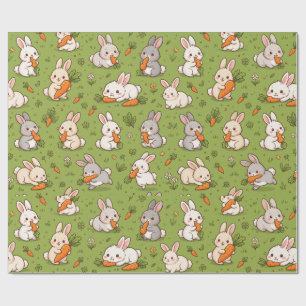 Knuffel Konijn en Wortel Naadloos Patroon Cadeaupapier