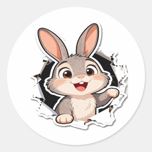 Knuffel Konijn Gescheurd Papier Sticker (Voorkant)