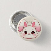 Knuffel Konijn Gezicht Knop Ronde Button 3,2 Cm (Voorkant /achterkant)