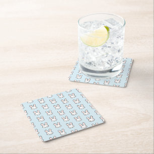 Knuffel Konijn Gezicht Konijn Patroon Kartonnen Onderzetters