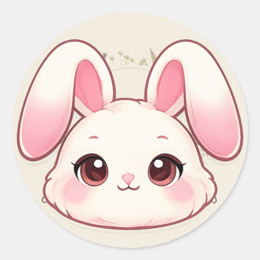 Knuffel Konijn Gezicht Sticker (Voorkant)