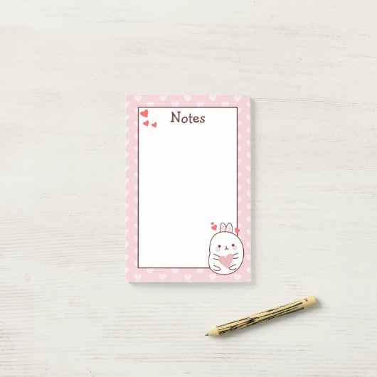 Knuffel Konijn Hart  Post-it® Notes (Op bureau)