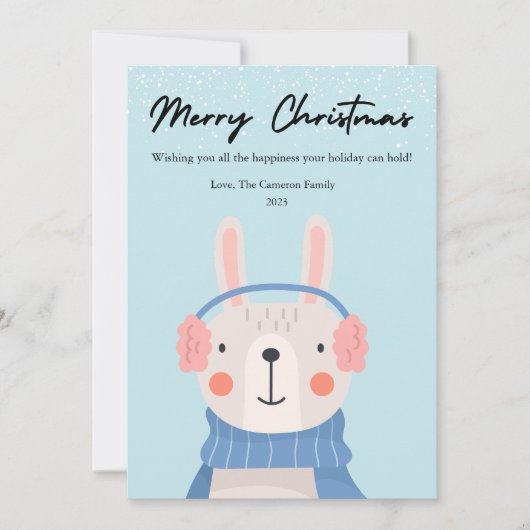 Knuffel Konijn Huisdier Liefhebber Kerst Plat Bord Feestdagenkaart (Voorkant)