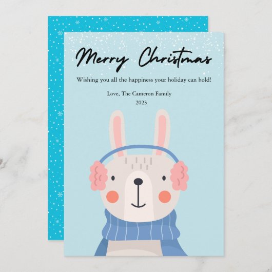 Knuffel Konijn Huisdier Liefhebber Kerst Plat Bord Feestdagenkaart (Voorkant / Achterkant)