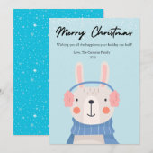 Knuffel Konijn Huisdier Liefhebber Kerst Plat Feestdagenkaart (Voorkant / Achterkant)