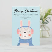 Knuffel Konijn Huisdier Liefhebber Kerst Plat Feestdagenkaart (Staand voorkant)