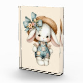 Knuffel Konijn in Overall met Strohoed & Strikdas Fotoblokken (Rechts)