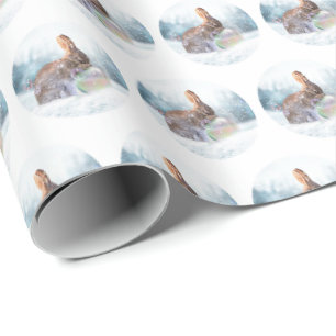 Knuffel Konijn in Sneeuw Kerst Geschenkverpakking Cadeaupapier