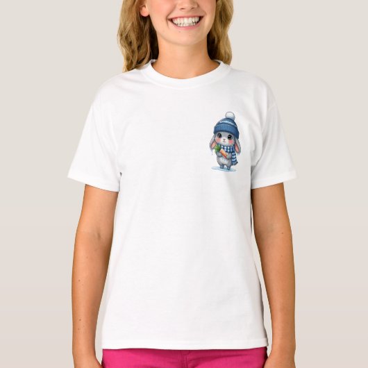 Knuffel Konijn Karoot Kinderen Winter T-shirt (Voorkant)