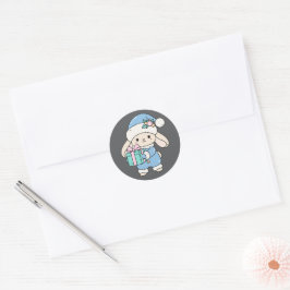 Knuffel Konijn Kerststicker Ronde Sticker