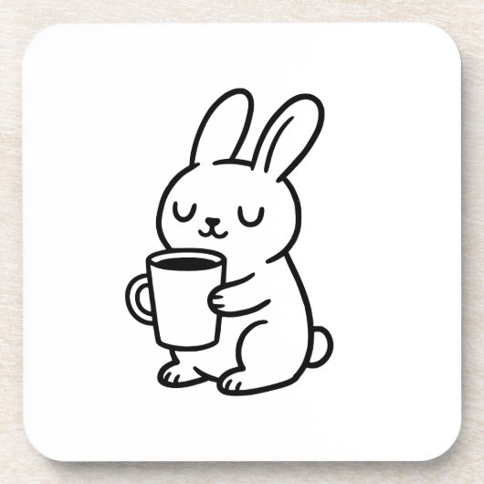 Knuffel Konijn Koffie Doodle Bier Onderzetter (Voorkant)