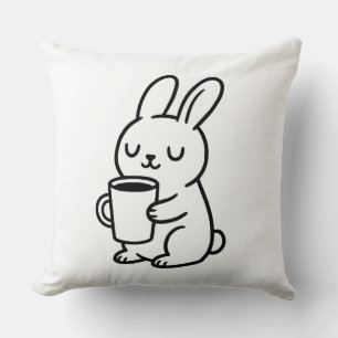 Knuffel Konijn Koffie Doodle Kussen