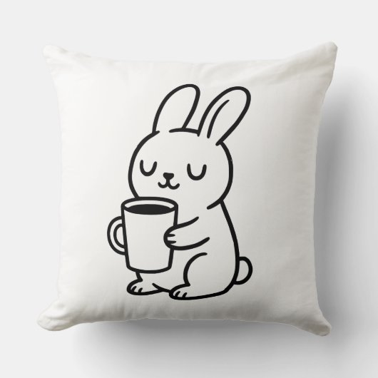 Knuffel Konijn Koffie Doodle Kussen (Voorkant)