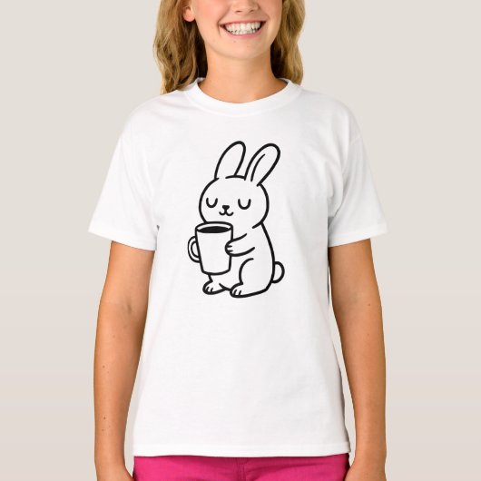 Knuffel Konijn Koffie Doodle T-shirt (Voorkant)