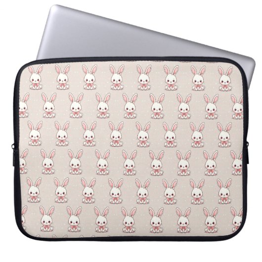 Knuffel konijn laptop hoes (Voorkant)