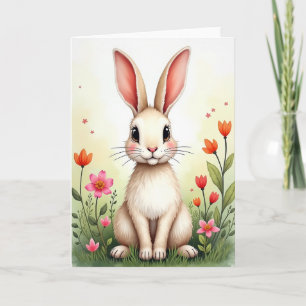 Knuffel Konijn Lente Bloemkaart Kaart