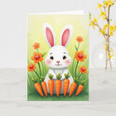 Knuffel Konijn Lente Kaart (Gele Bloem)