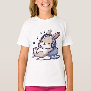 Knuffel Konijn Luistert naar Muziek met Koptelefoo T-shirt