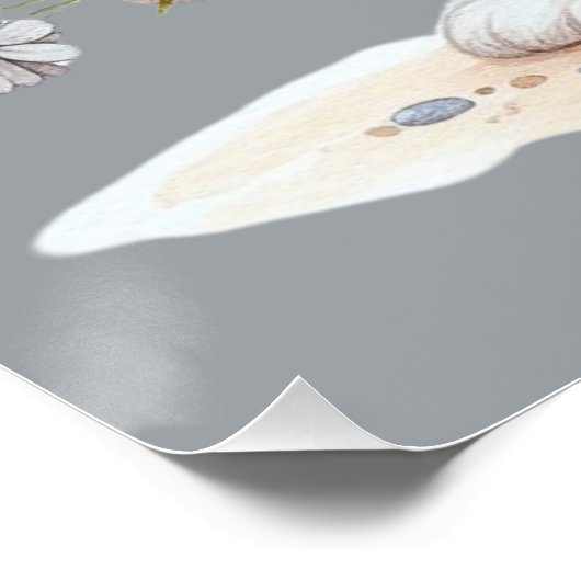 Knuffel Konijn met Bloemen Aquarel Kunst Perfect Poster (Hoek)