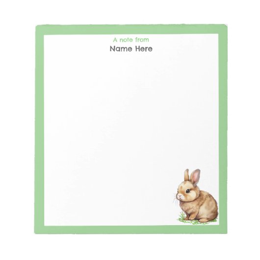 Knuffel Konijn met Groene Rand Simpel Notitieblok (Voorkant)