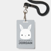 Knuffel Konijn met Persoonlijke Naam Badge (Voorzijde met lanyard)