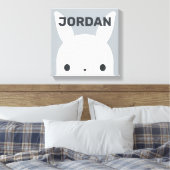 Knuffel Konijn met Persoonlijke Naam Canvas Afdruk (Insitu (Slaapkamer))