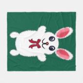 Knuffel Konijn met Rode Strik - Chri Fleece Deken (Voorkant (Horizontaal))