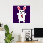 Knuffel Konijn met Rode Strik - Chri Poster (Thuiskantoor)