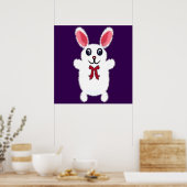 Knuffel Konijn met Rode Strik - Chri Poster (Keuken)