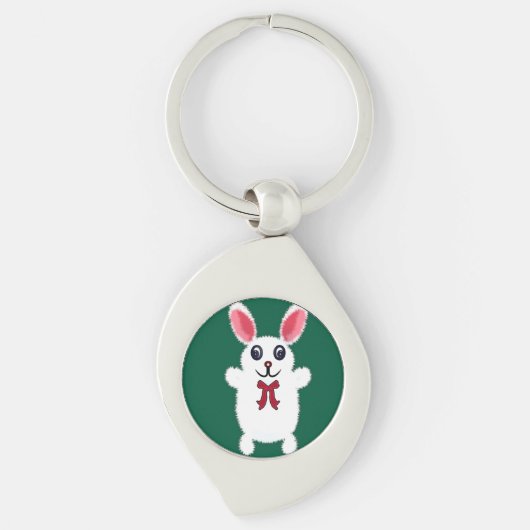 Knuffel Konijn met Rode Strik - Chri Sleutelhanger (Voorkant)