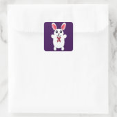 Knuffel Konijn met Rode Strik - Chri Vierkante Sticker (Tas)