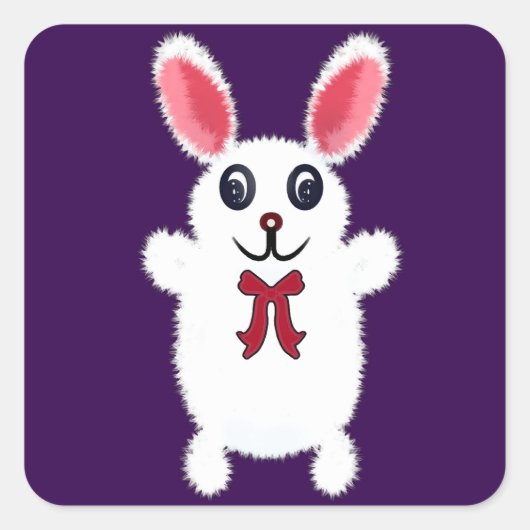Knuffel Konijn met Rode Strik - Chri Vierkante Sticker (Voorkant)