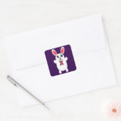 Knuffel Konijn met Rode Strik - Chri Vierkante Sticker (Envelop)