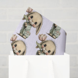 Knuffel Konijn met Tulp Patroon Tissuepapier