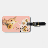Knuffel Konijn Met Zonnebloem Bagage Label (Voorkant horizontaal)