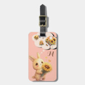 Knuffel Konijn Met Zonnebloem Bagage Label (Voorkant verticaal)