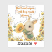 Knuffel Konijn met Zonnebloem | Vinyl Sticker (Vel)