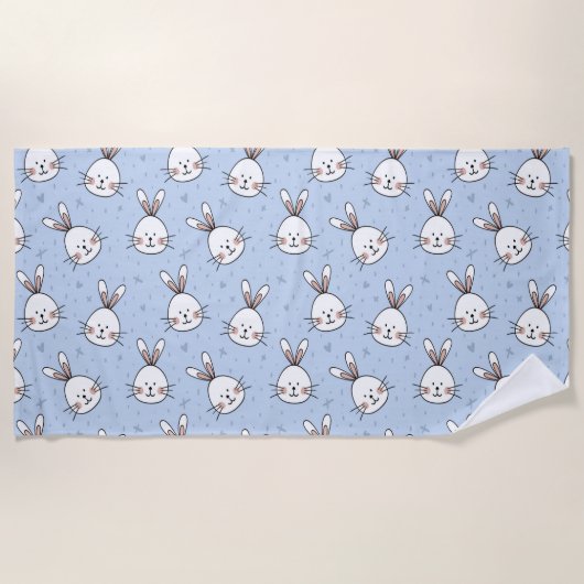 Knuffel Konijn Patroon Strandlaken (Voorkant)