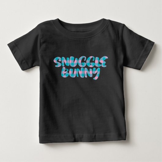Knuffel Konijn Roze Blauwe Tekst Schattig (Voorkant)
