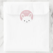 Knuffel Konijn Roze Persoonlijk Ronde Sticker (Tas)