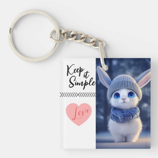 Knuffel Konijn Sleutelhanger voor Winter (voorkant)
