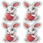 Knuffel Konijn Sticker Konijn Omhelst Hart (Voorkant)
