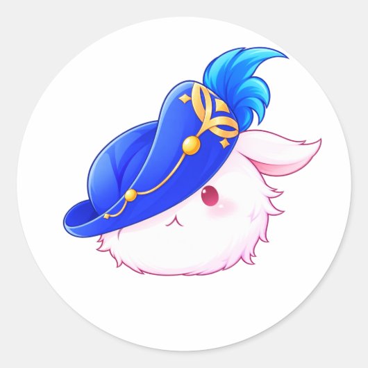 Knuffel Konijn Sticker met Blauwe Tovenaar (Voorkant)