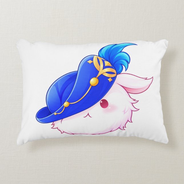 Knuffel Konijn Sticker met Blauwe Tovenaar Accent Kussen (Voorkant)